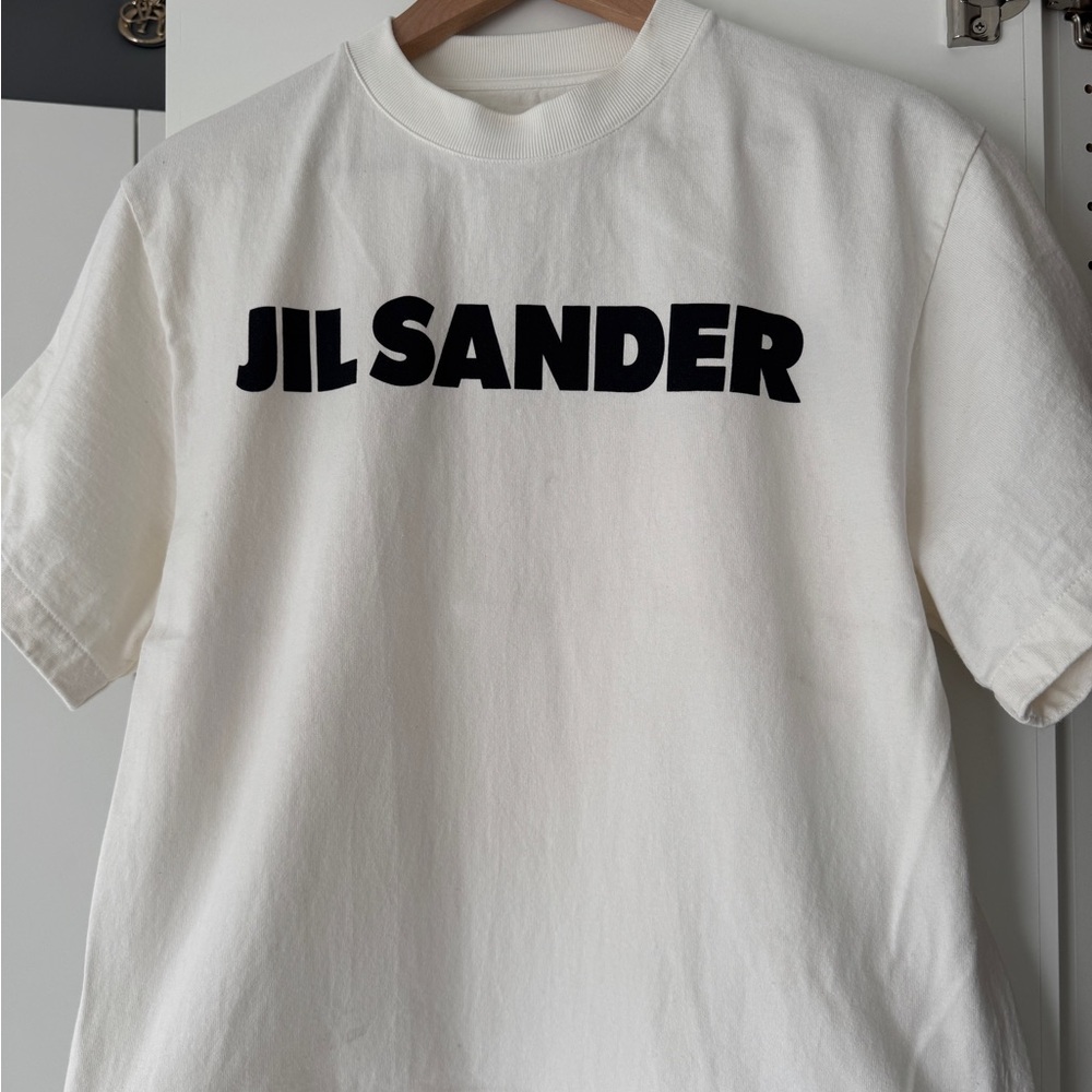 Jil Sander White Tee with Black Logo